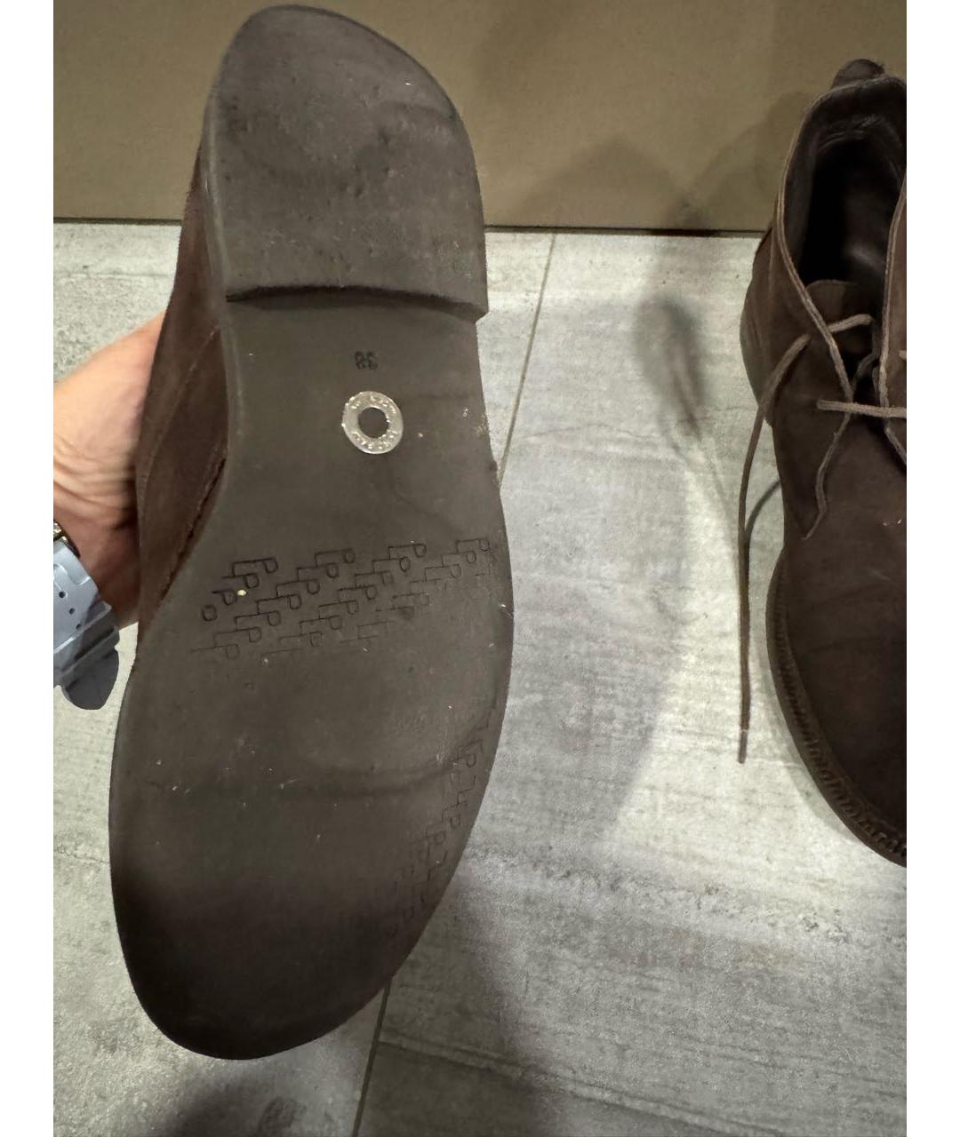 LORO PIANA Коричневые нубуковые ботинки, фото 3