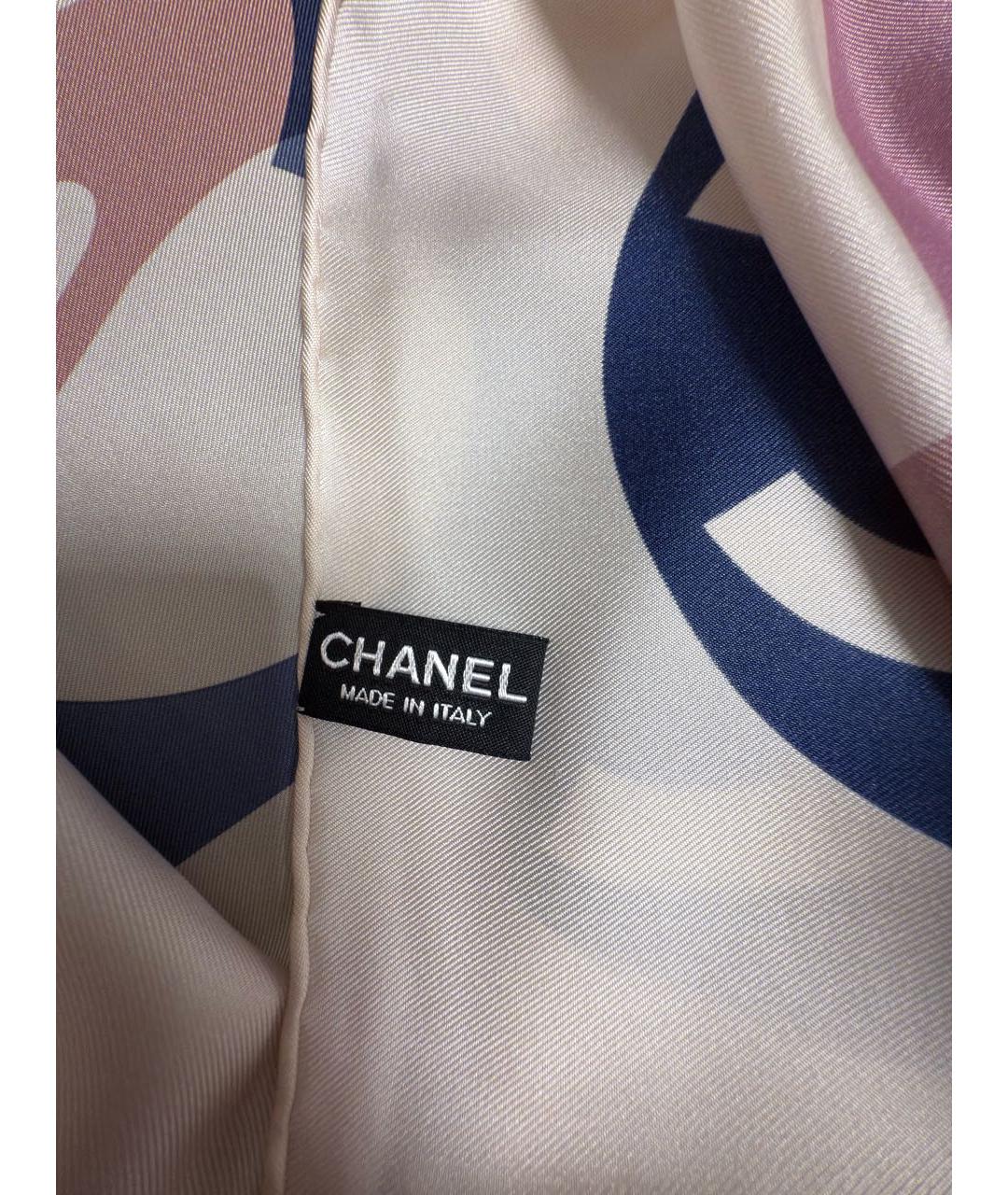 CHANEL Бежевый шелковый платок, фото 4