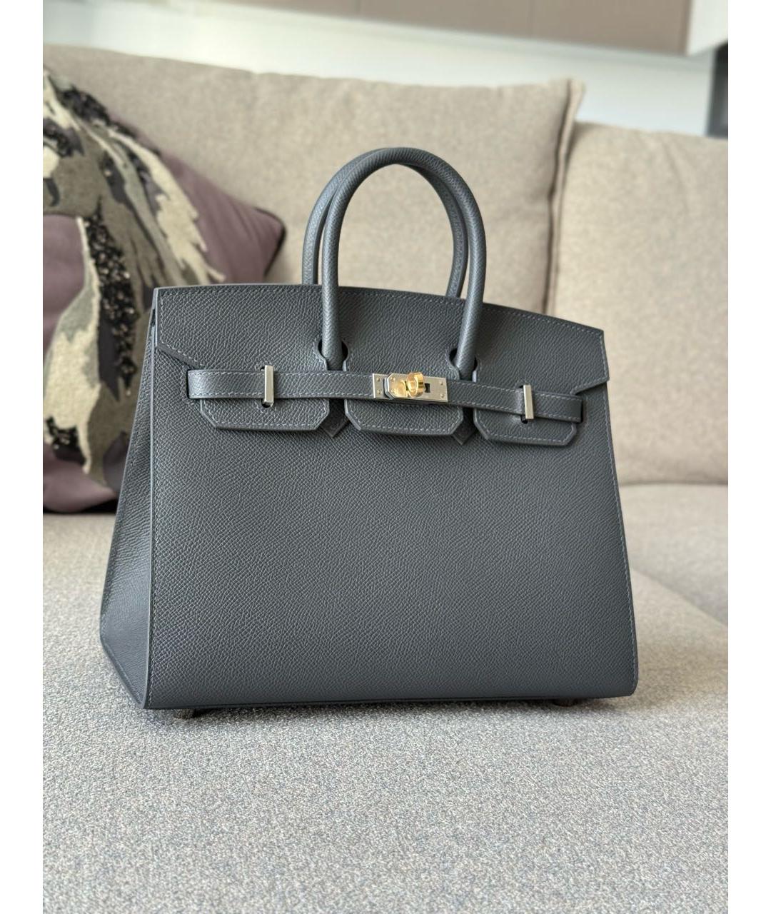 HERMES Серая кожаная сумка тоут, фото 3