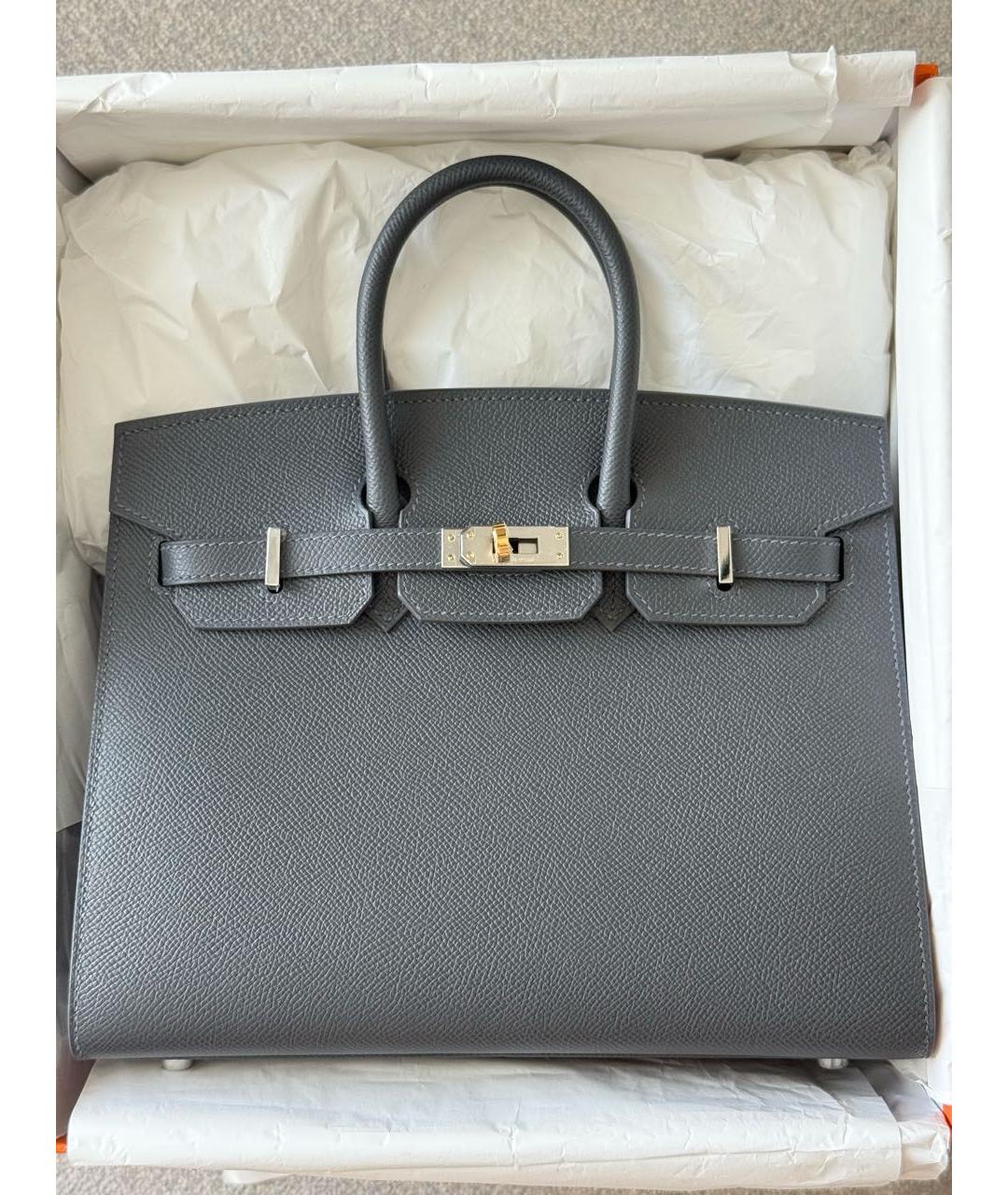 HERMES Серая кожаная сумка тоут, фото 2