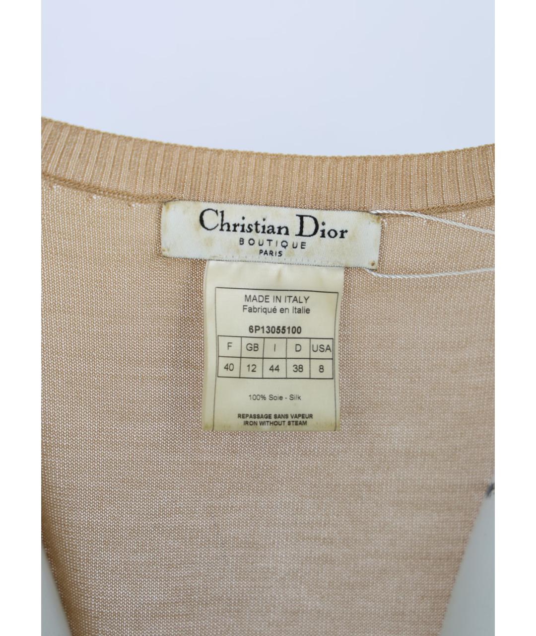 CHRISTIAN DIOR Бежевая шелковая майка, фото 3