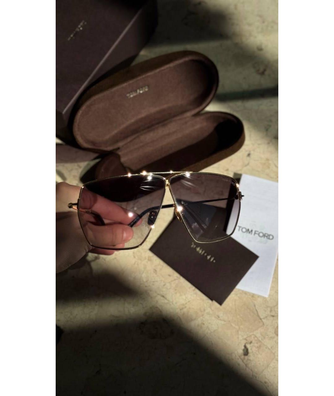TOM FORD Коричневые металлические солнцезащитные очки, фото 4