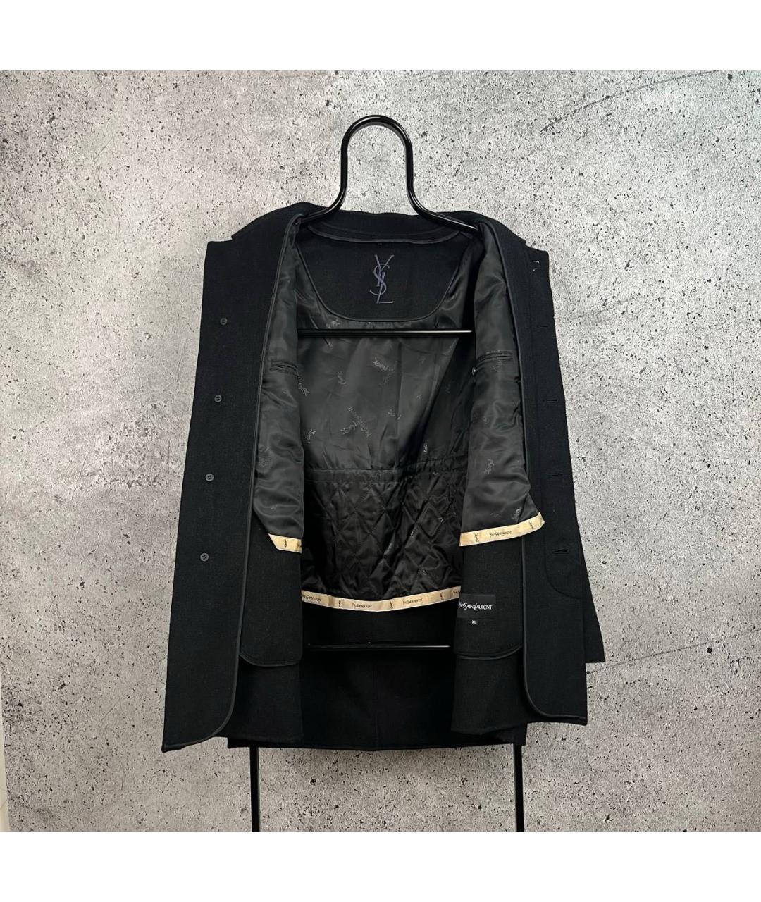 SAINT LAURENT Черное пальто, фото 4