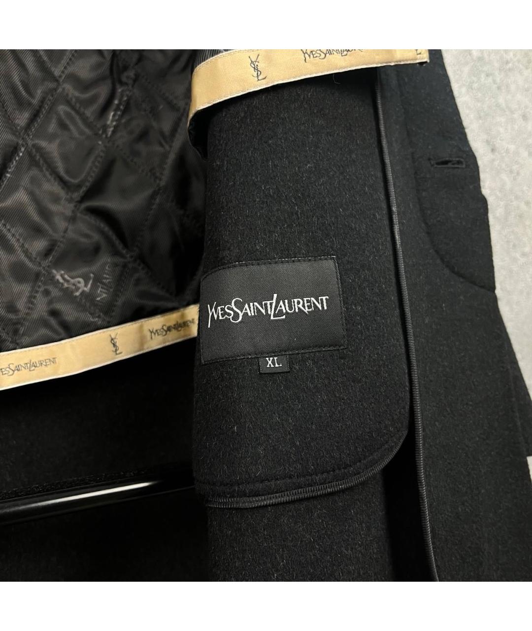 SAINT LAURENT Черное пальто, фото 5