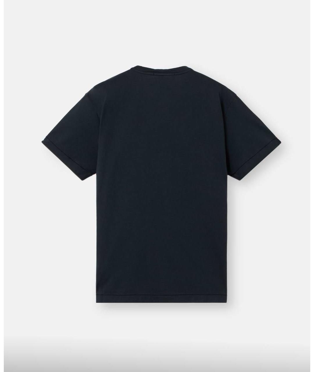STONE ISLAND Темно-синяя хлопковая футболка, фото 2