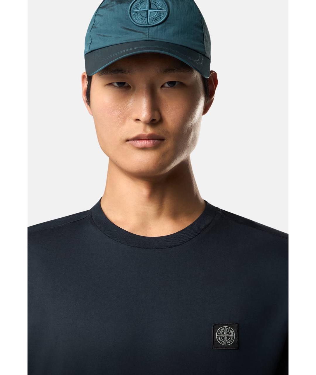 STONE ISLAND Темно-синяя хлопковая футболка, фото 5