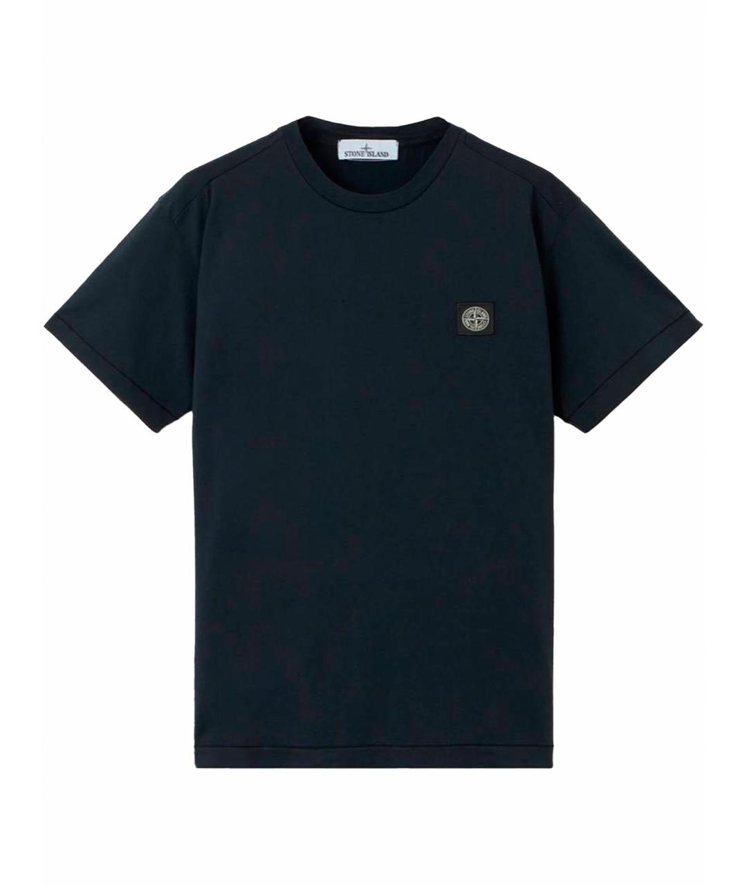 STONE ISLAND Темно-синяя хлопковая футболка, фото 1