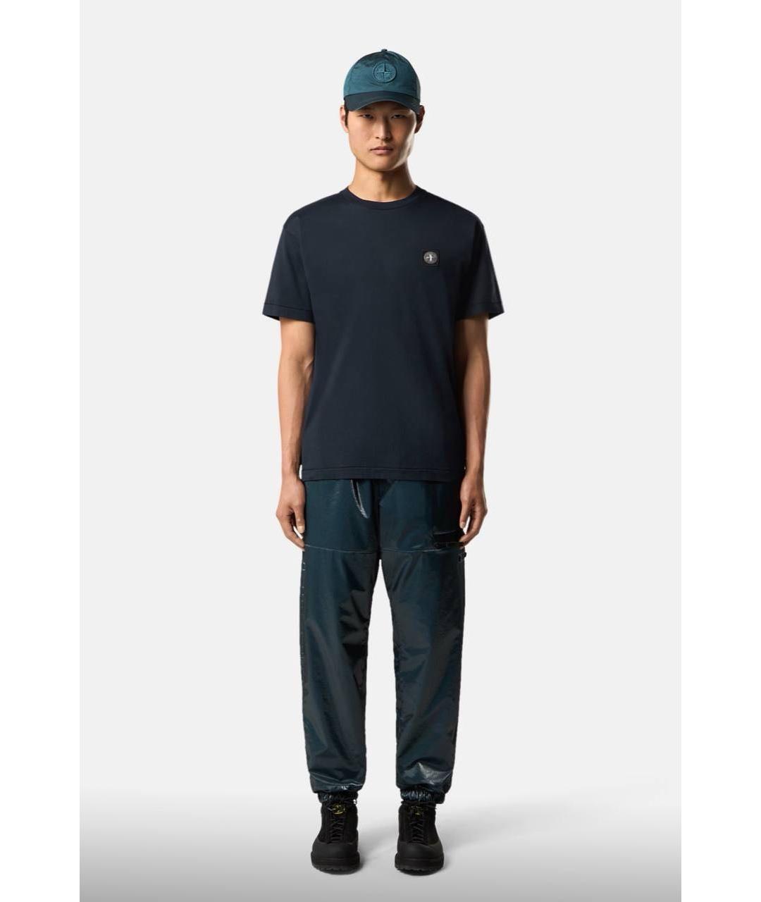 STONE ISLAND Темно-синяя хлопковая футболка, фото 3