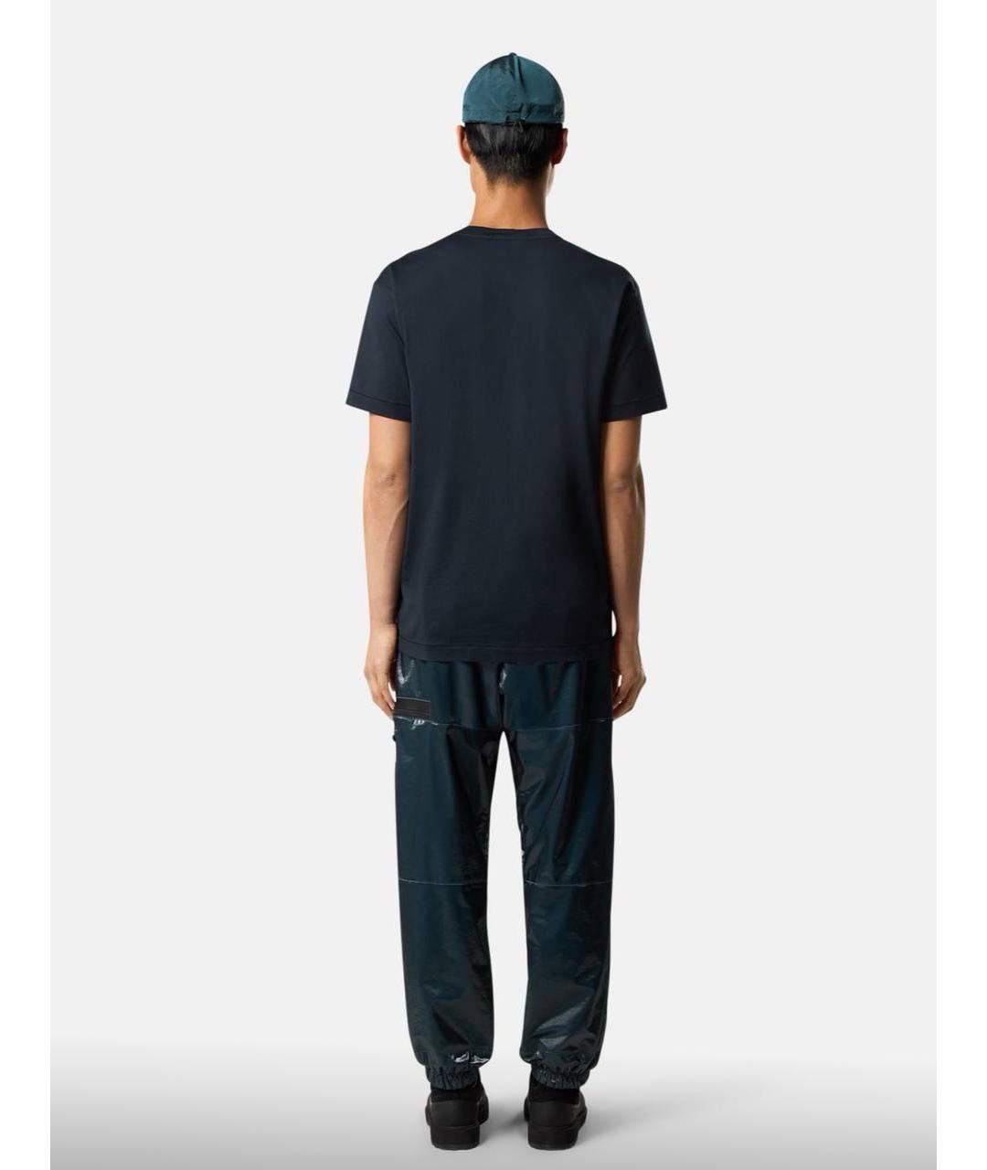 STONE ISLAND Темно-синяя хлопковая футболка, фото 4