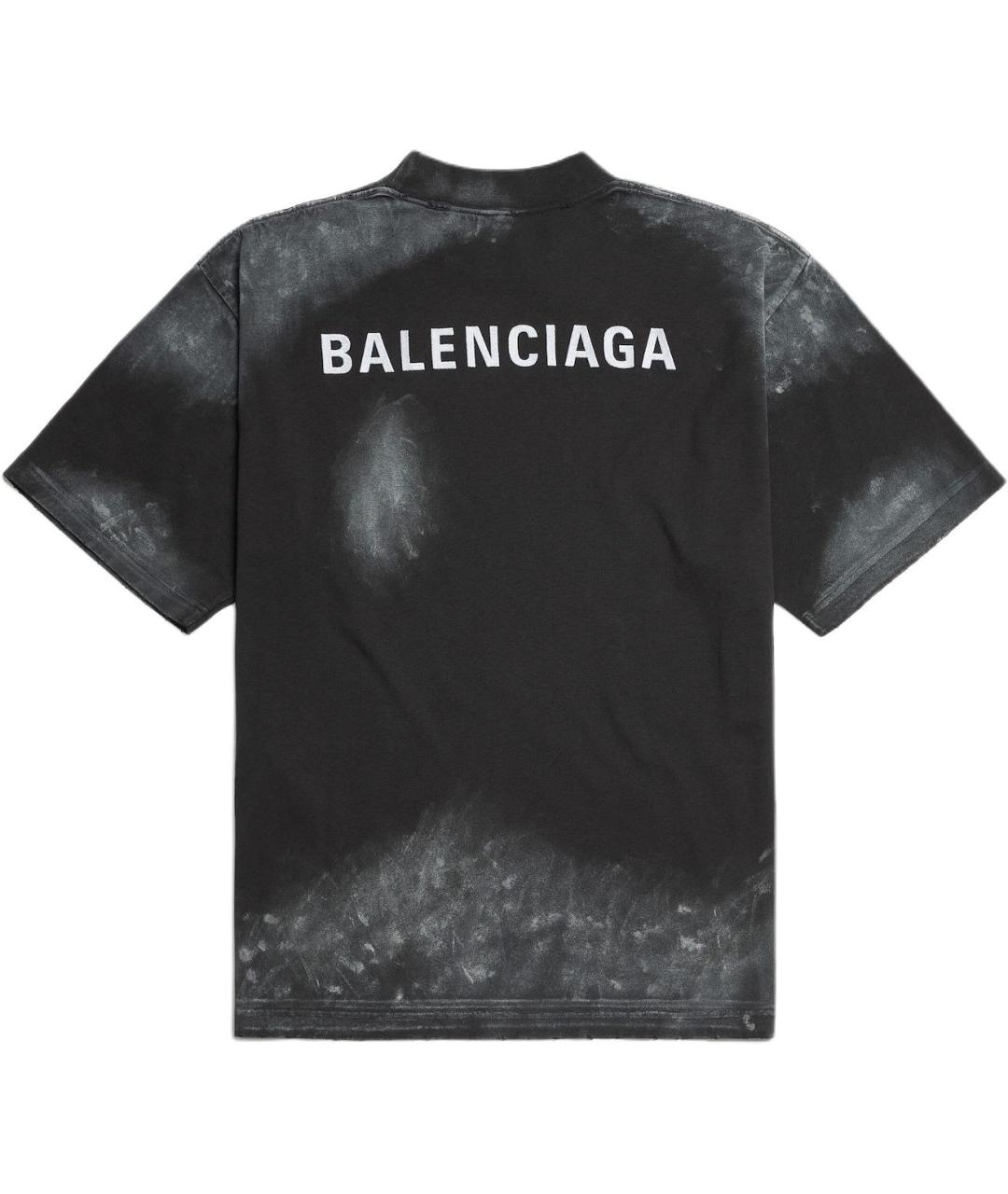 BALENCIAGA Черная хлопковая футболка, фото 2