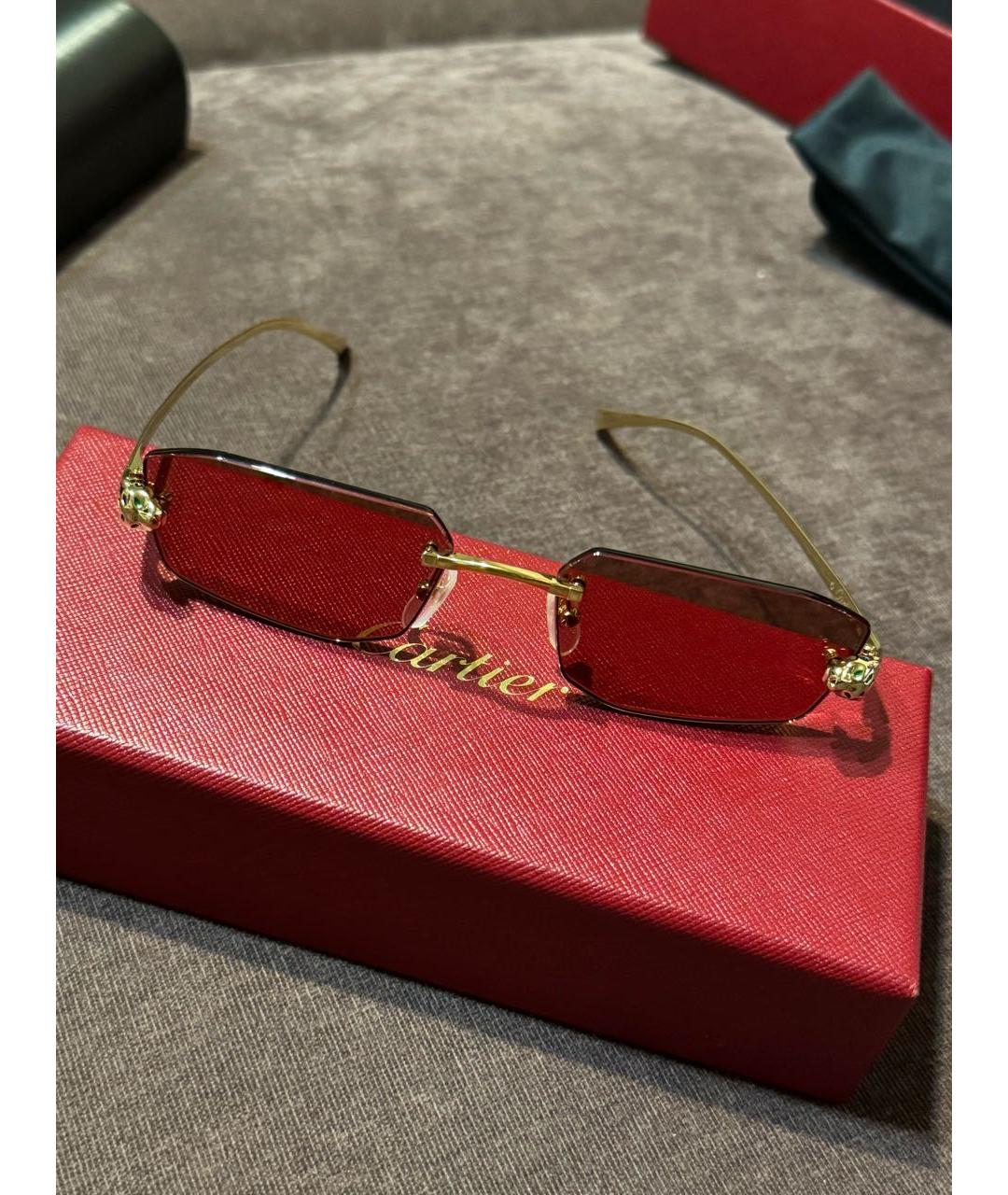 CARTIER Розовые металлические солнцезащитные очки, фото 2