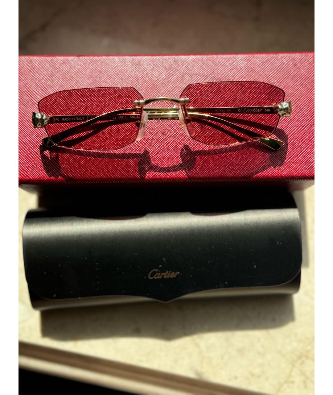 CARTIER Розовые металлические солнцезащитные очки, фото 4