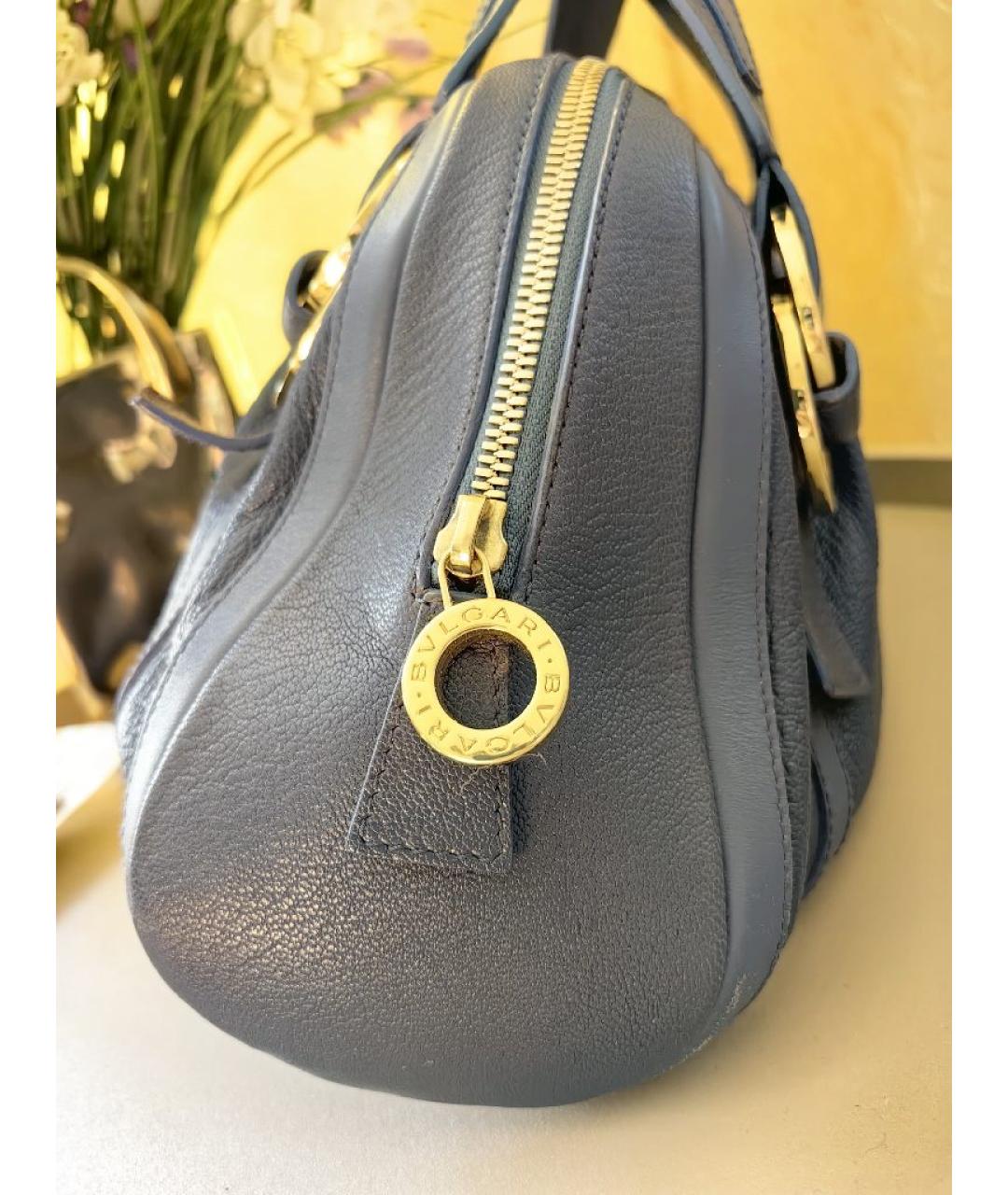 BVLGARI Синяя кожаная сумка с короткими ручками, фото 7