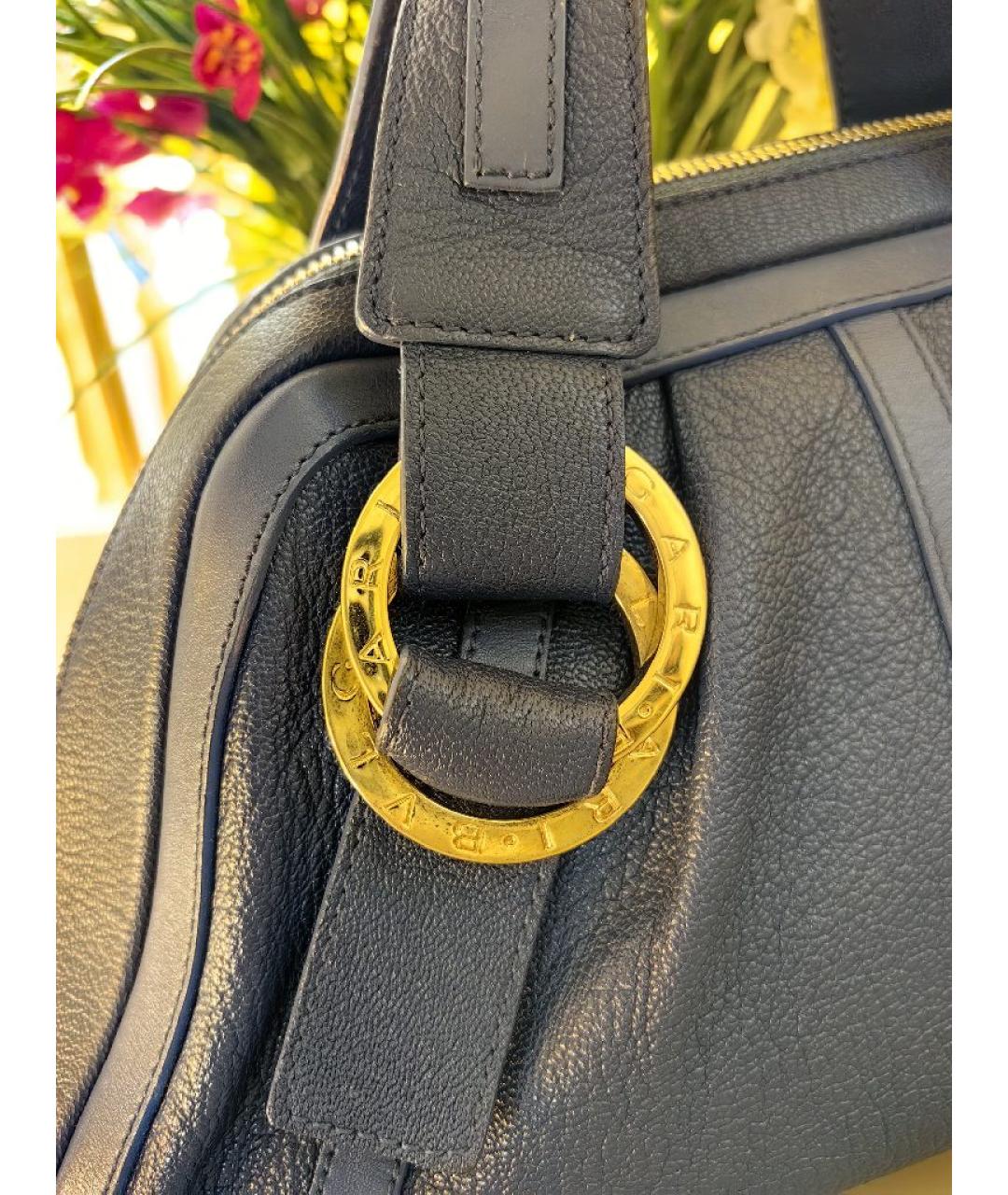 BVLGARI Синяя кожаная сумка с короткими ручками, фото 6