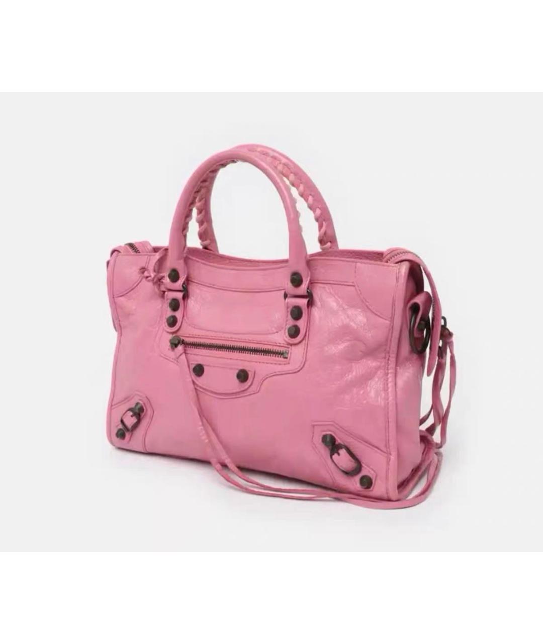 BALENCIAGA Розовая кожаная сумка с короткими ручками, фото 5