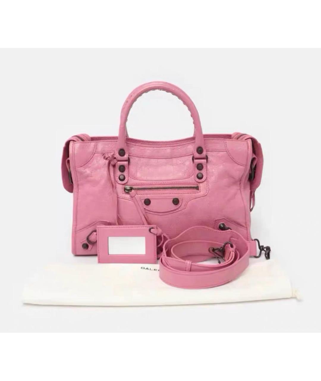 BALENCIAGA Розовая кожаная сумка с короткими ручками, фото 2