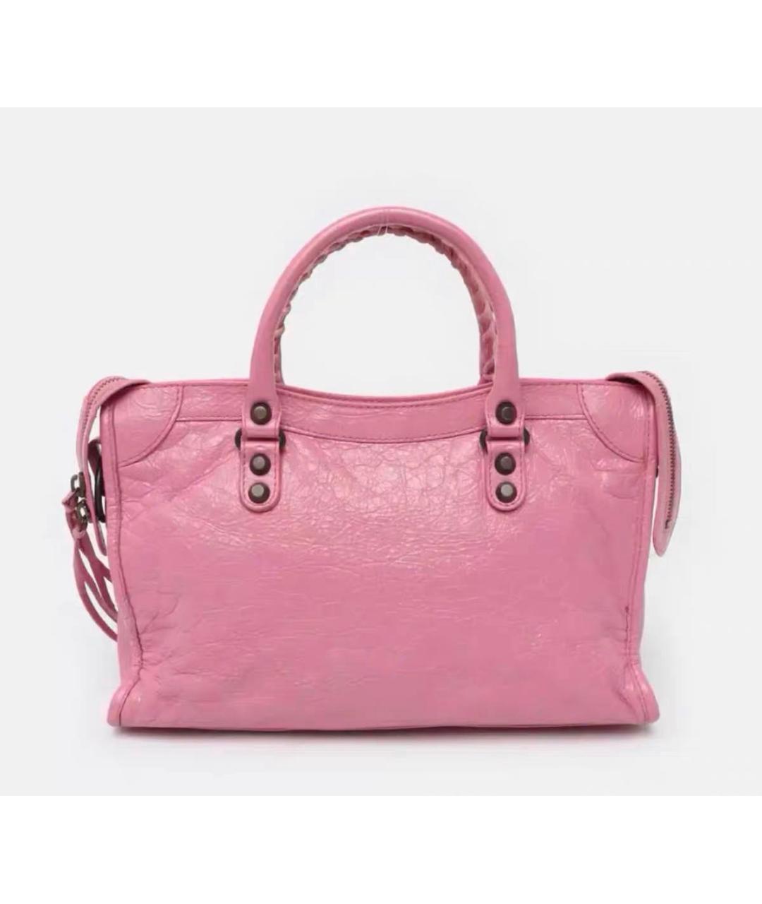 BALENCIAGA Розовая кожаная сумка с короткими ручками, фото 3
