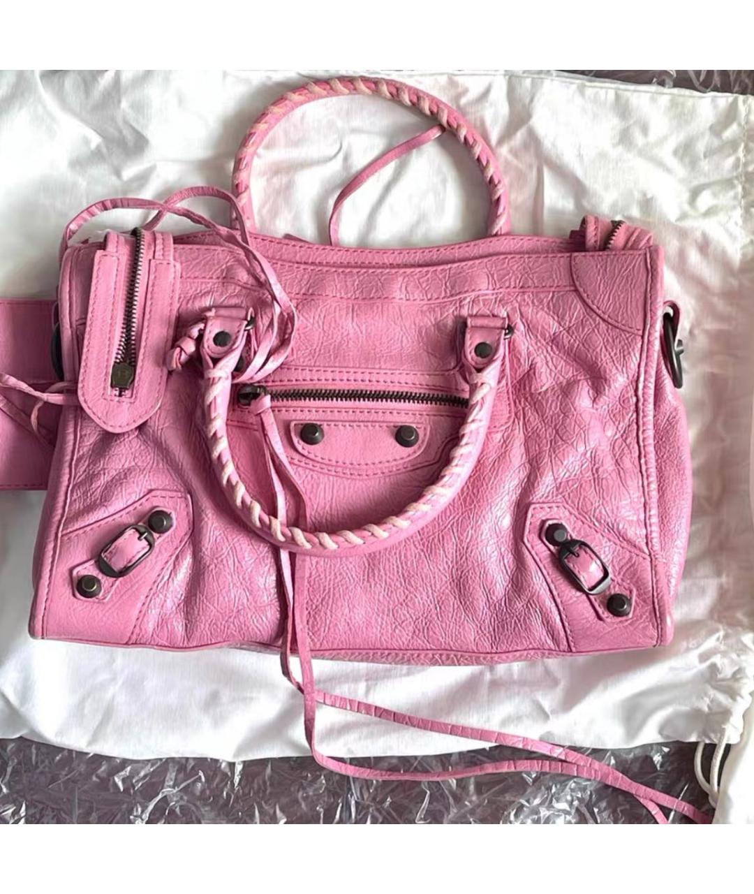 BALENCIAGA Розовая кожаная сумка с короткими ручками, фото 7