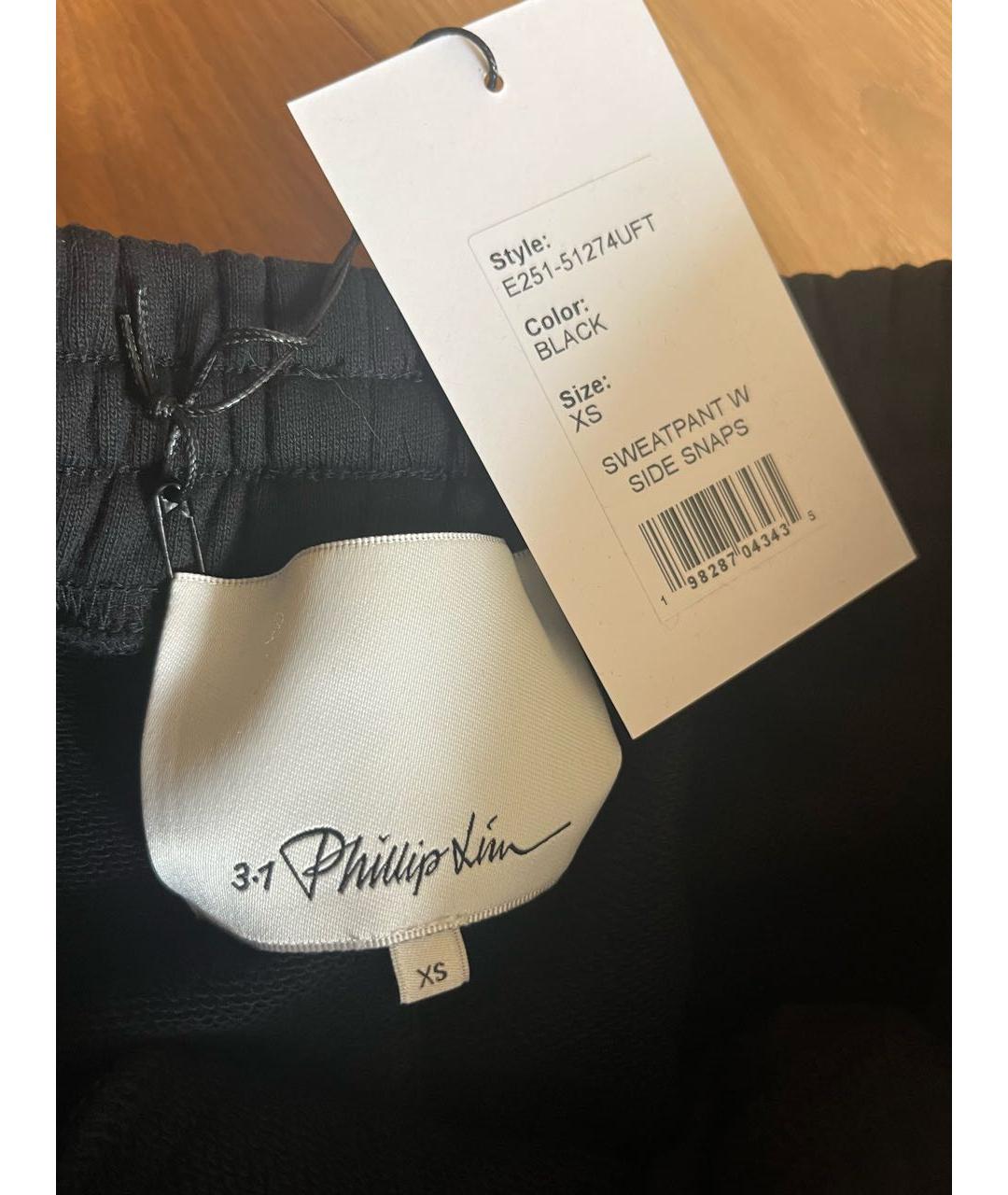 3.1 PHILLIP LIM Черные хлопковые спортивные брюки и шорты, фото 3