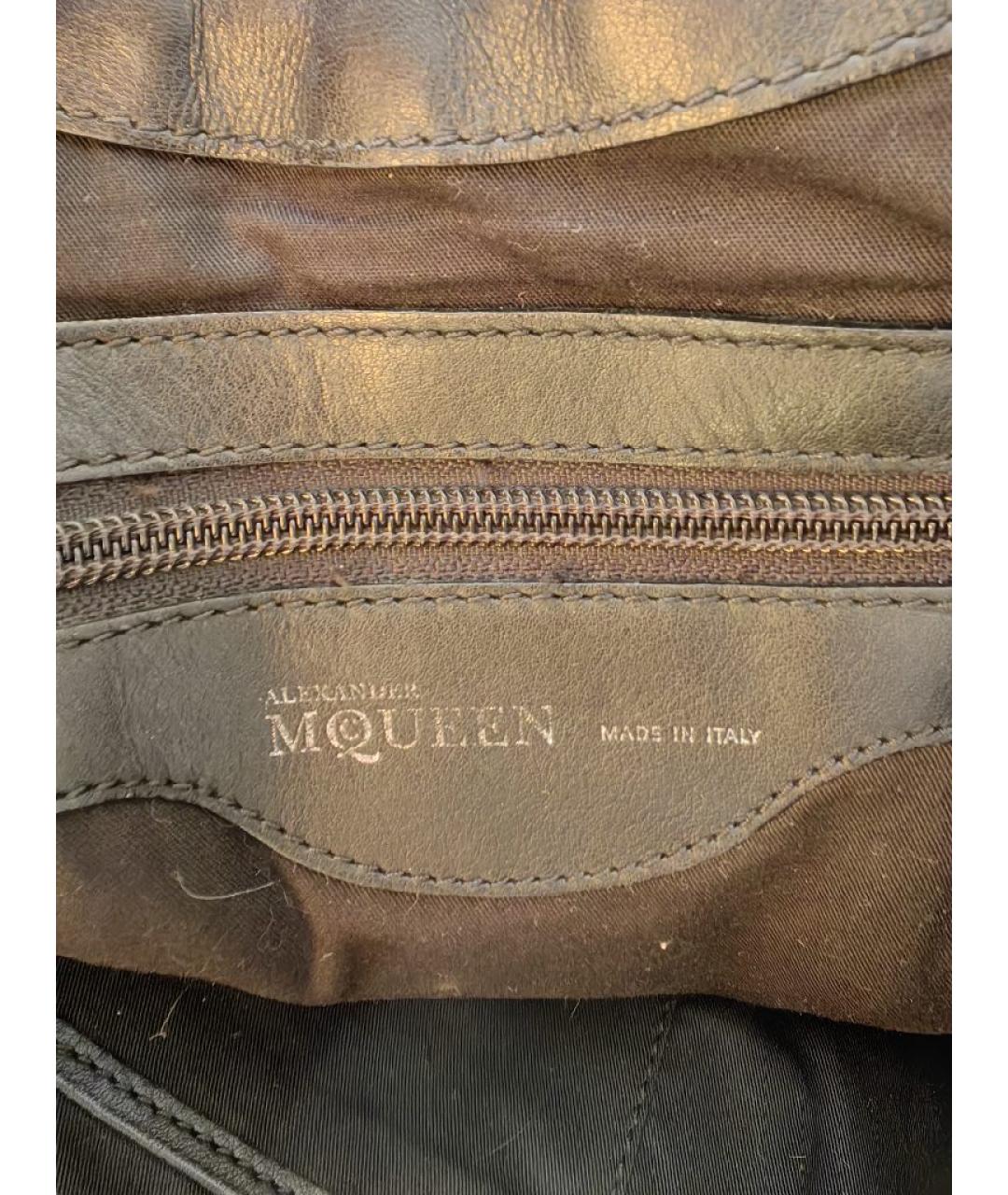 ALEXANDER MCQUEEN Черная кожаная сумка тоут, фото 4