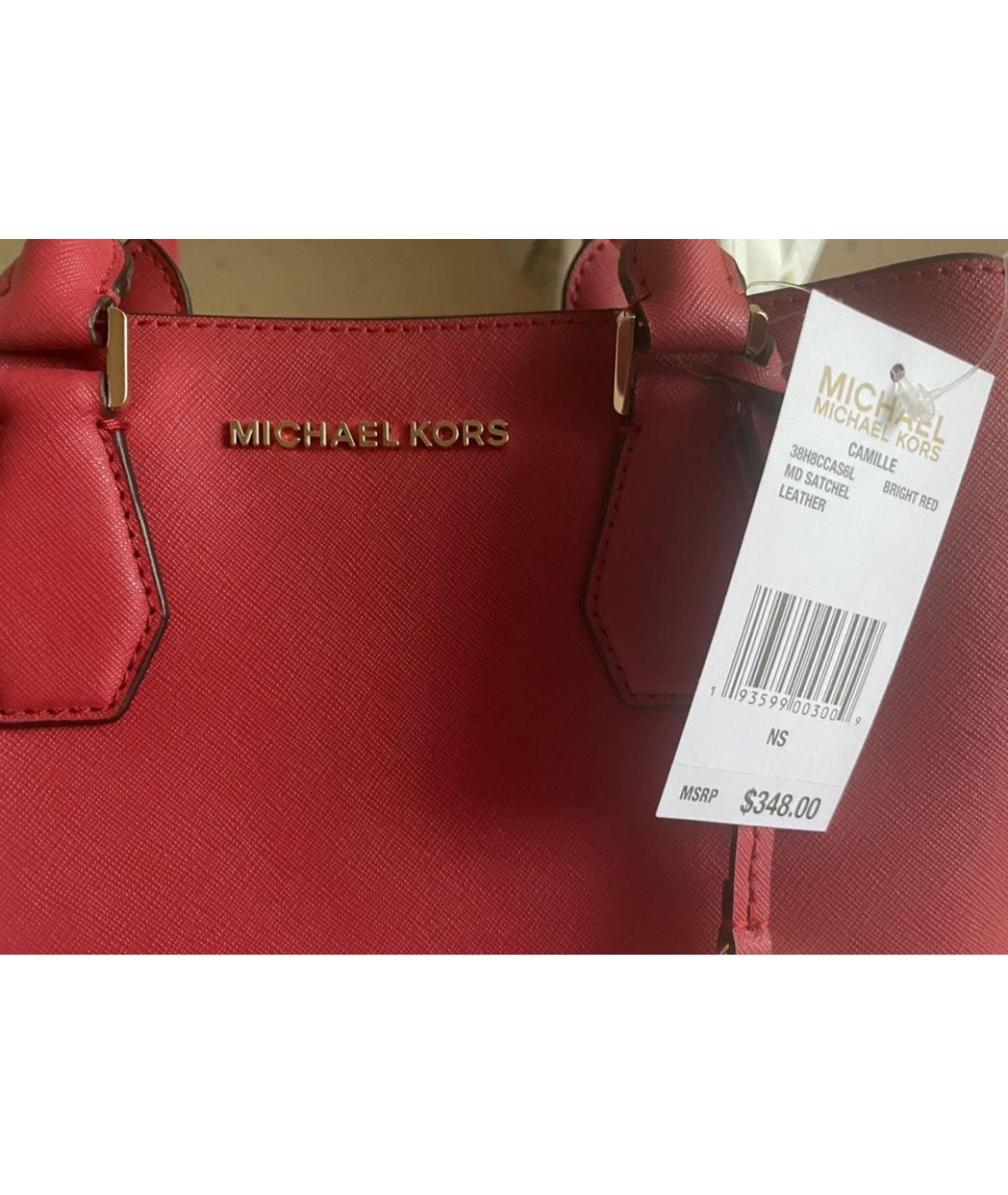 MICHAEL MICHAEL KORS Красная кожаная сумка с короткими ручками, фото 5