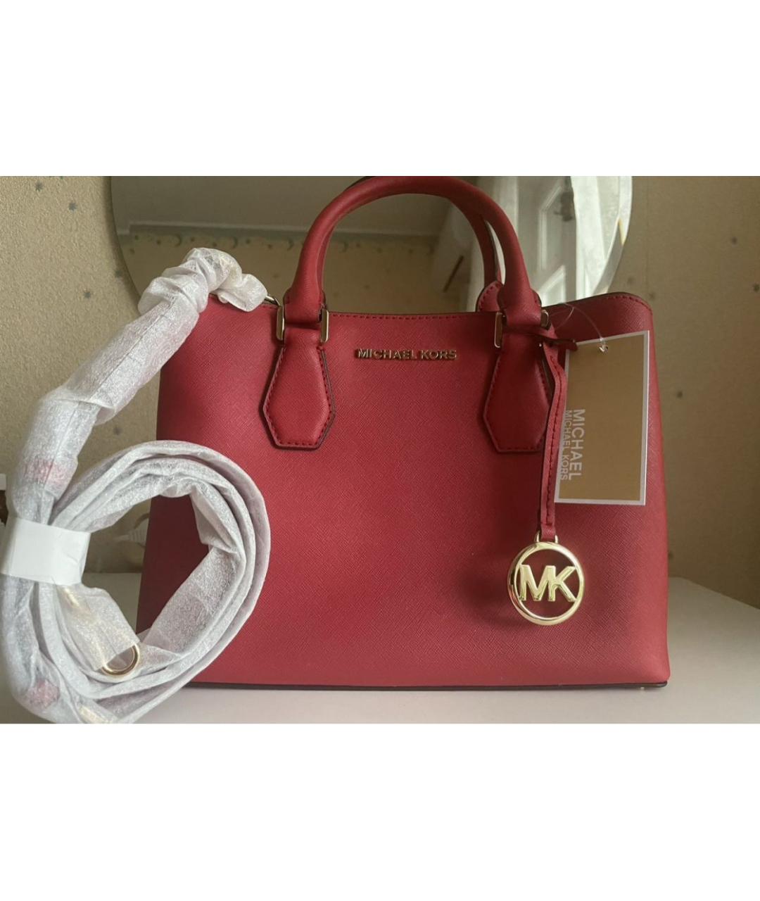 MICHAEL MICHAEL KORS Красная кожаная сумка с короткими ручками, фото 4