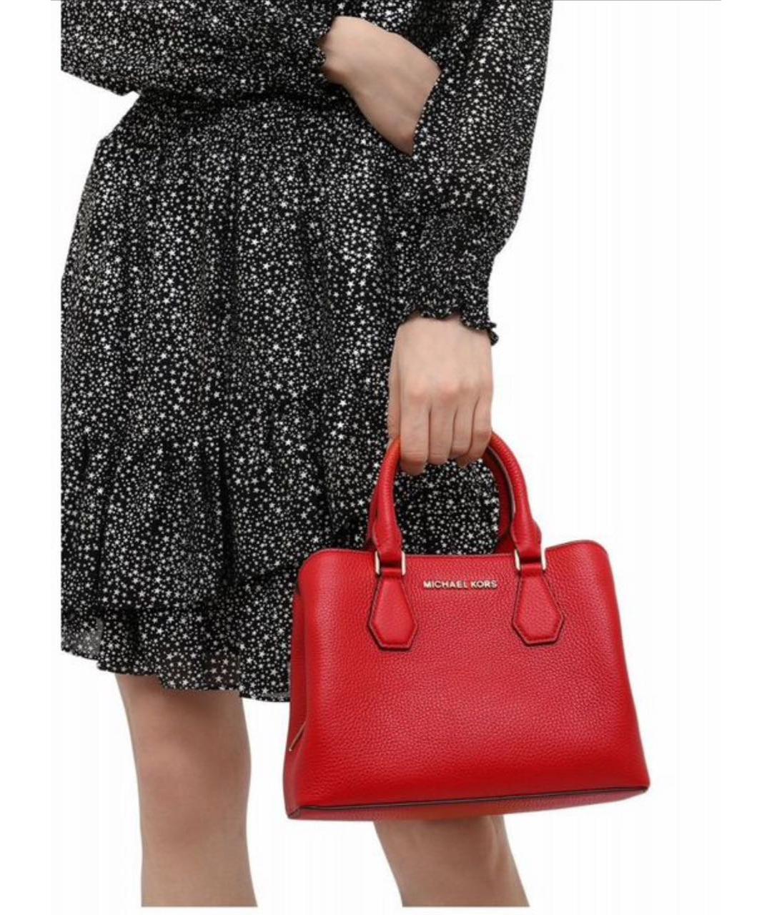 MICHAEL MICHAEL KORS Красная кожаная сумка с короткими ручками, фото 3