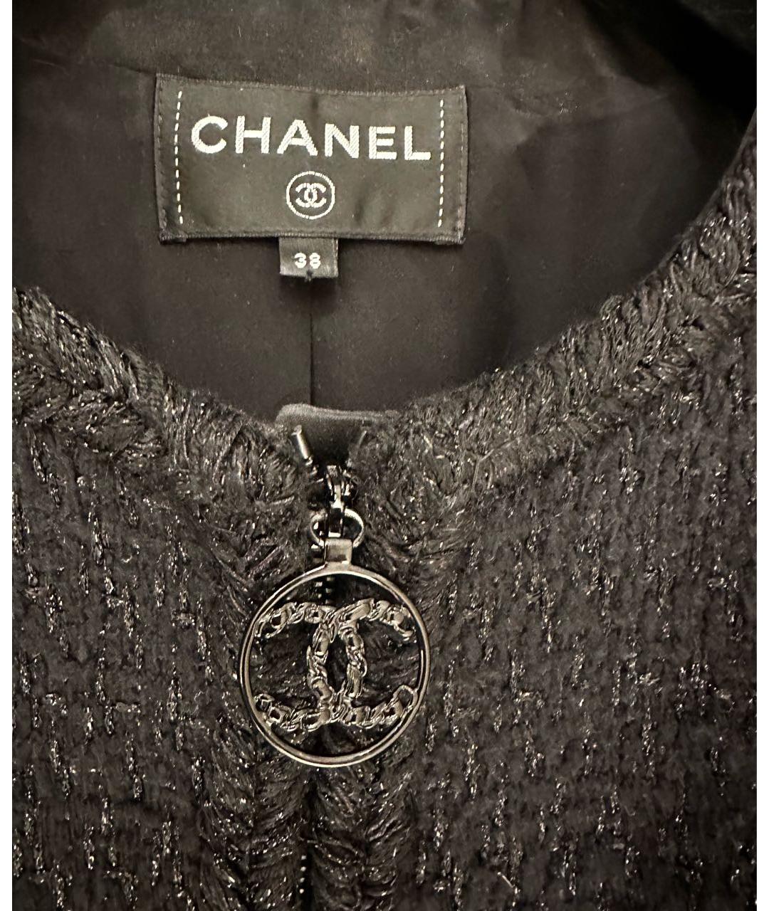 CHANEL Черное шерстяное пальто, фото 3