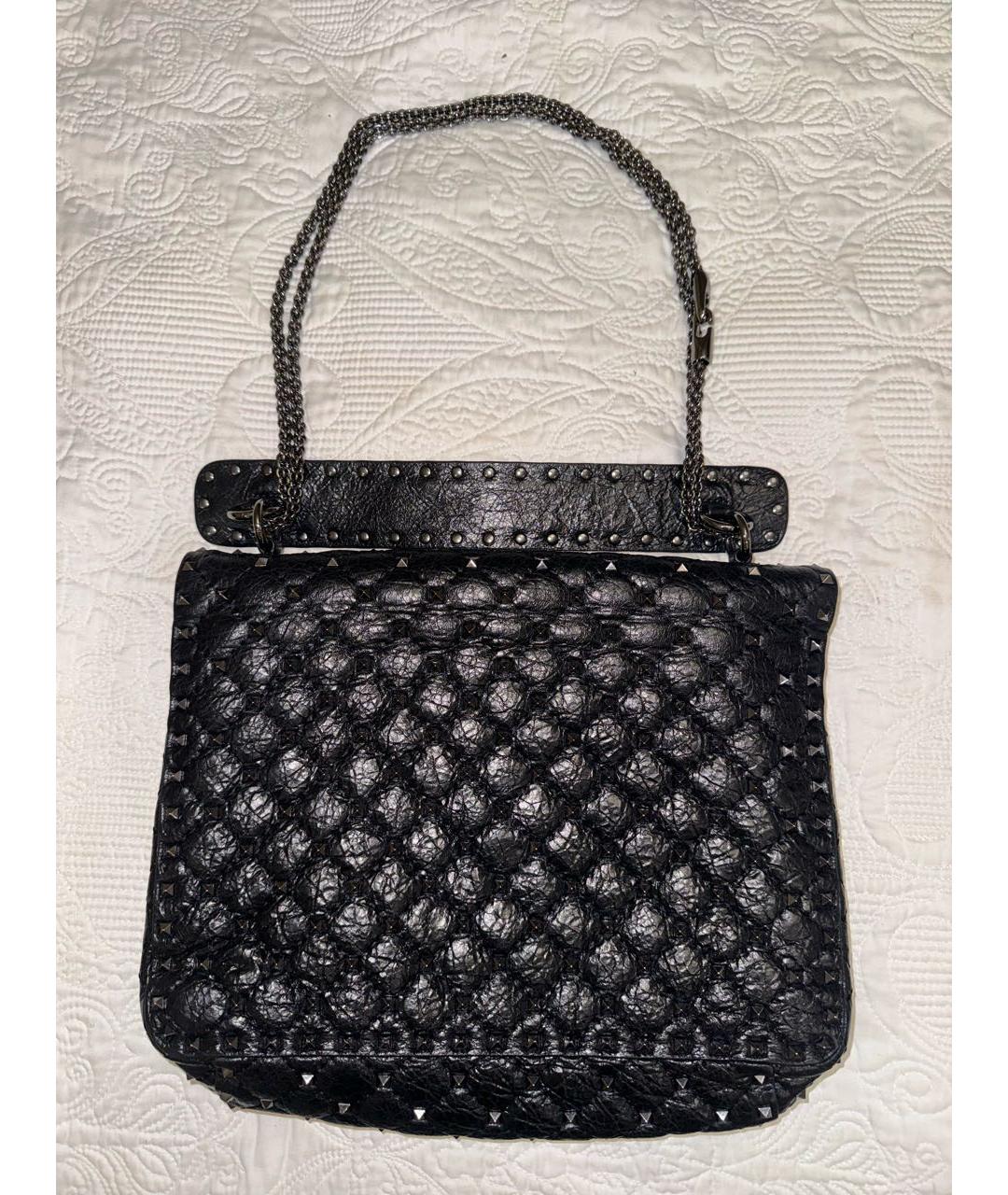 VALENTINO Черная кожаная сумка тоут, фото 3