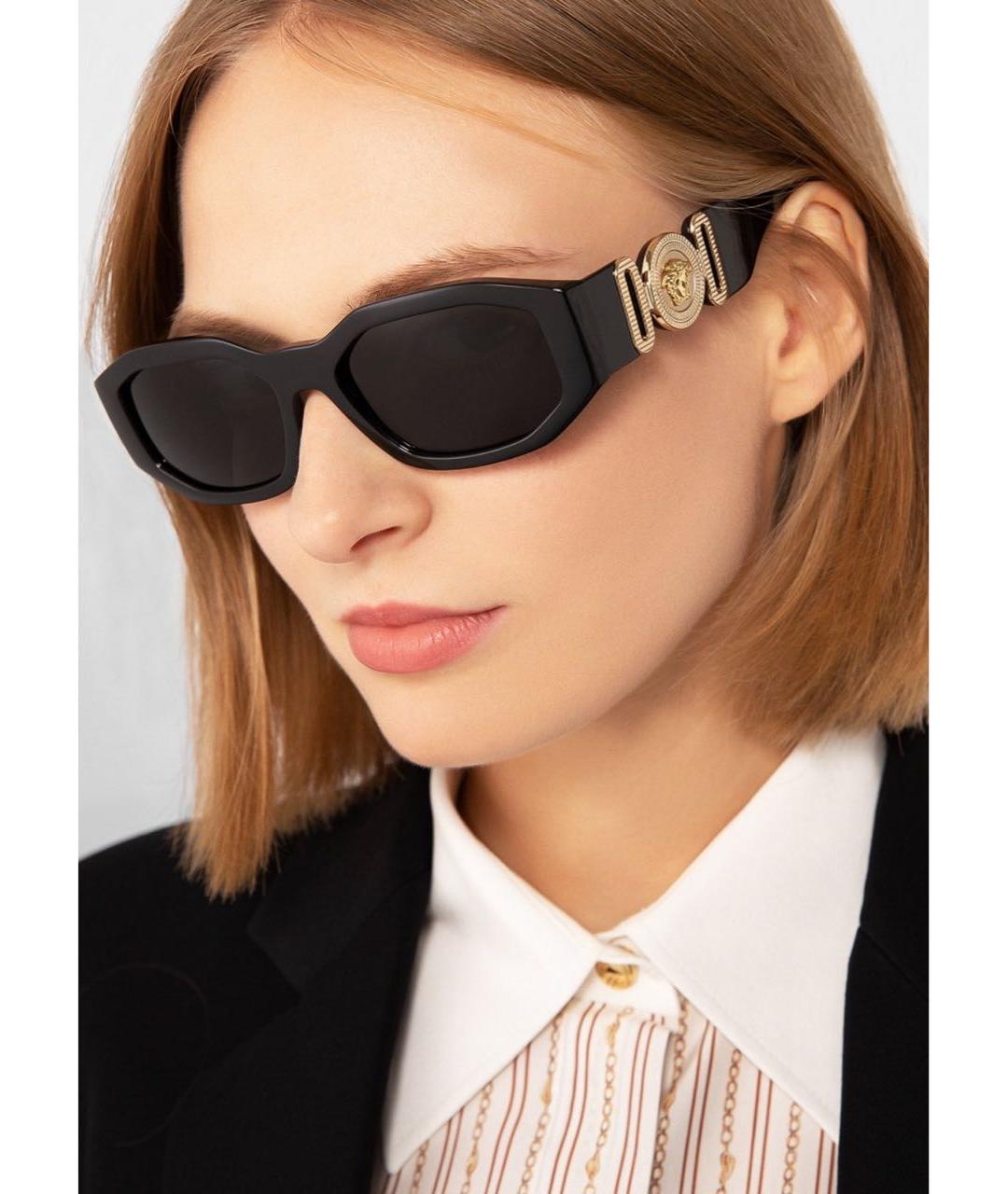 VERSACE Черные пластиковые солнцезащитные очки, фото 8