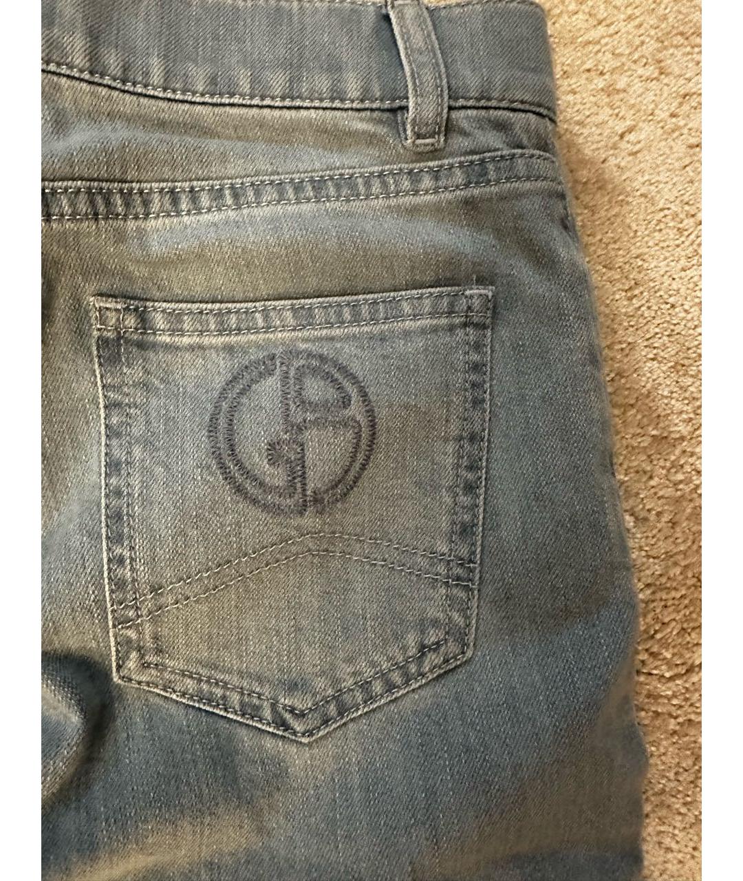 ARMANI JEANS Голубые хлопковые джинсы слим, фото 5