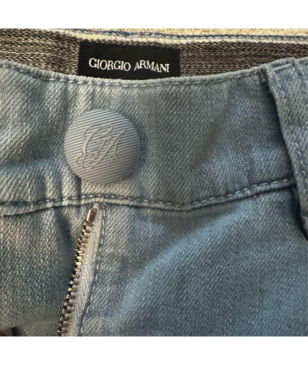 ARMANI JEANS Голубые хлопковые джинсы слим, фото 6