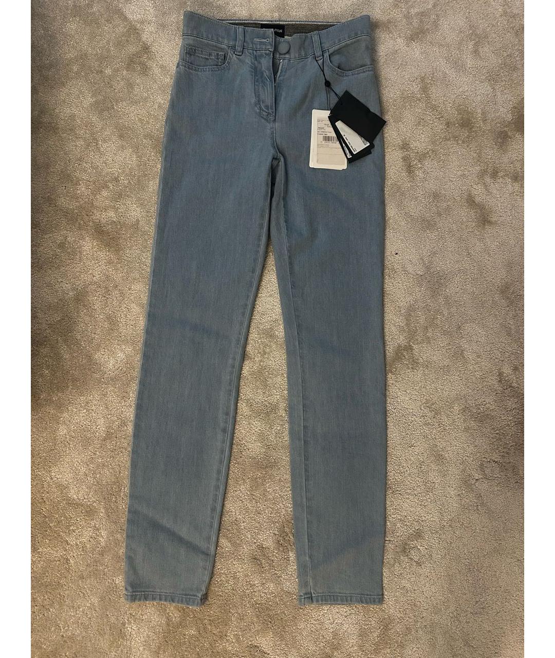 ARMANI JEANS Голубые хлопковые джинсы слим, фото 8