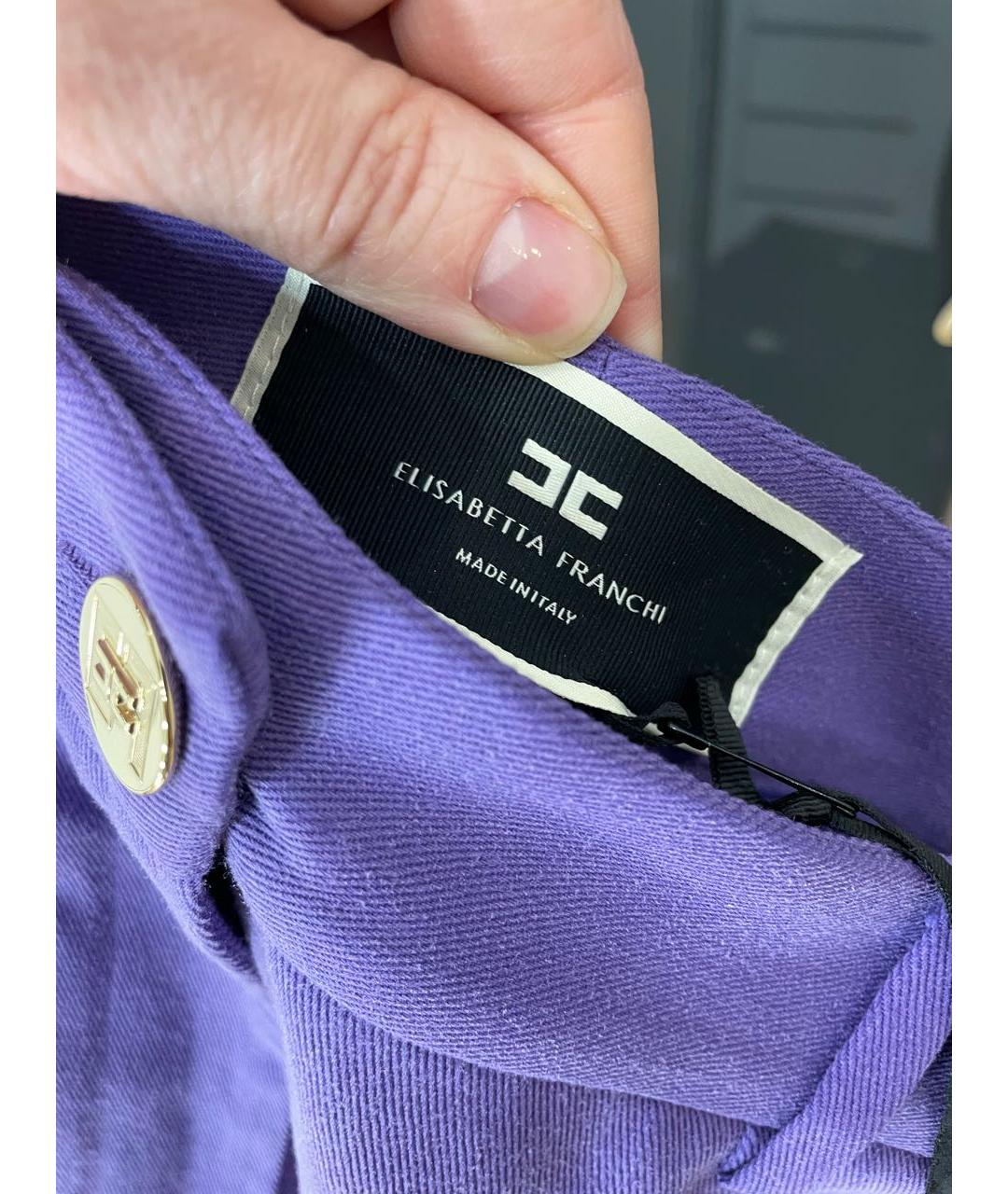 ELISABETTA FRANCHI Фиолетовые хлопковые джинсы слим, фото 4