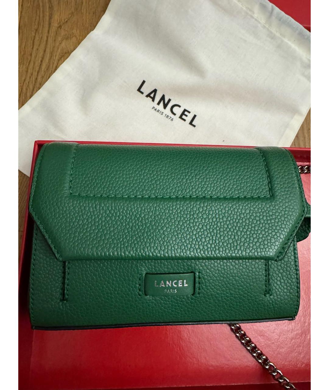 LANCEL Зеленая кожаная сумка через плечо, фото 7