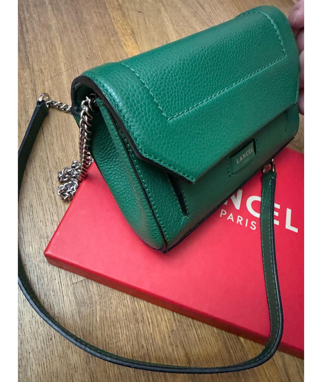 LANCEL Зеленая кожаная сумка через плечо, фото 2