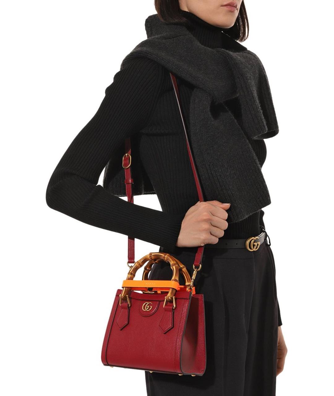 GUCCI Бордовая кожаная сумка тоут, фото 5