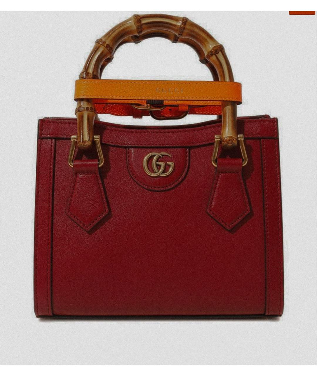 GUCCI Бордовая кожаная сумка тоут, фото 7