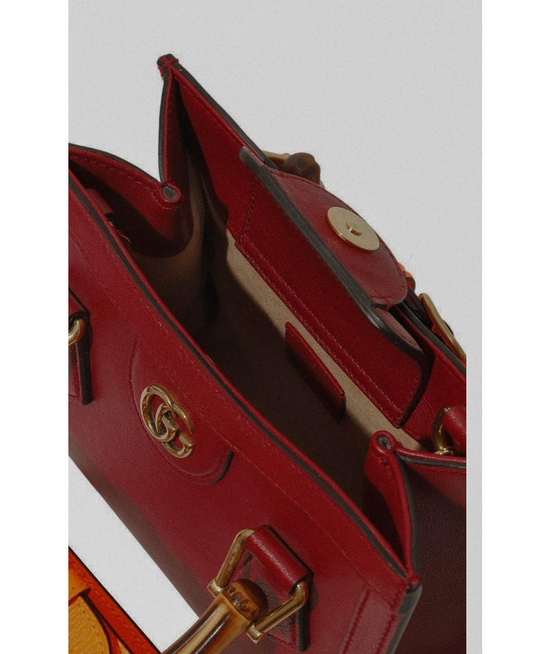 GUCCI Бордовая кожаная сумка тоут, фото 4