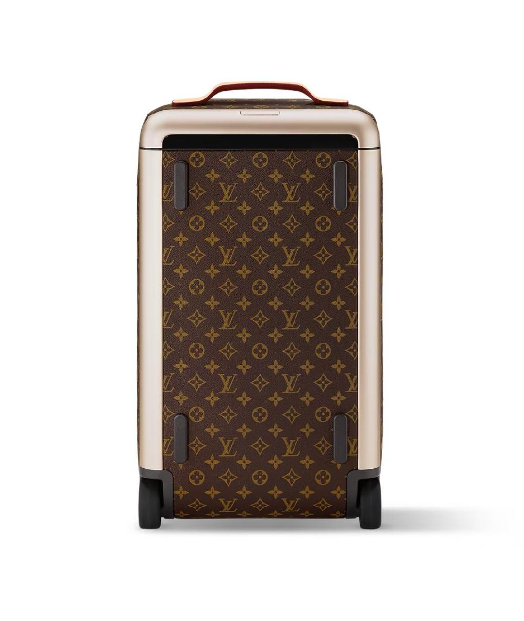 LOUIS VUITTON Коричневый кожаный чемодан, фото 6