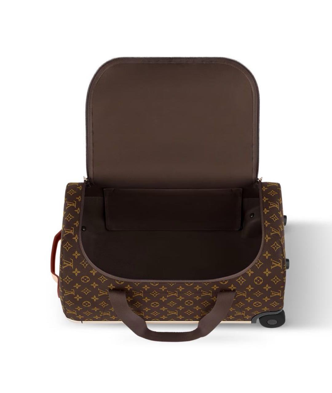 LOUIS VUITTON Коричневый кожаный чемодан, фото 4