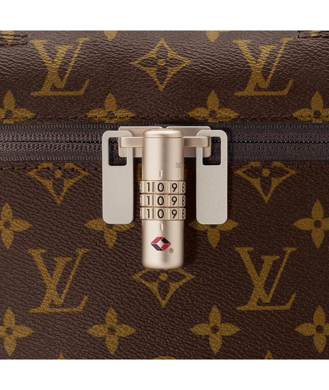 LOUIS VUITTON Коричневый кожаный чемодан, фото 5