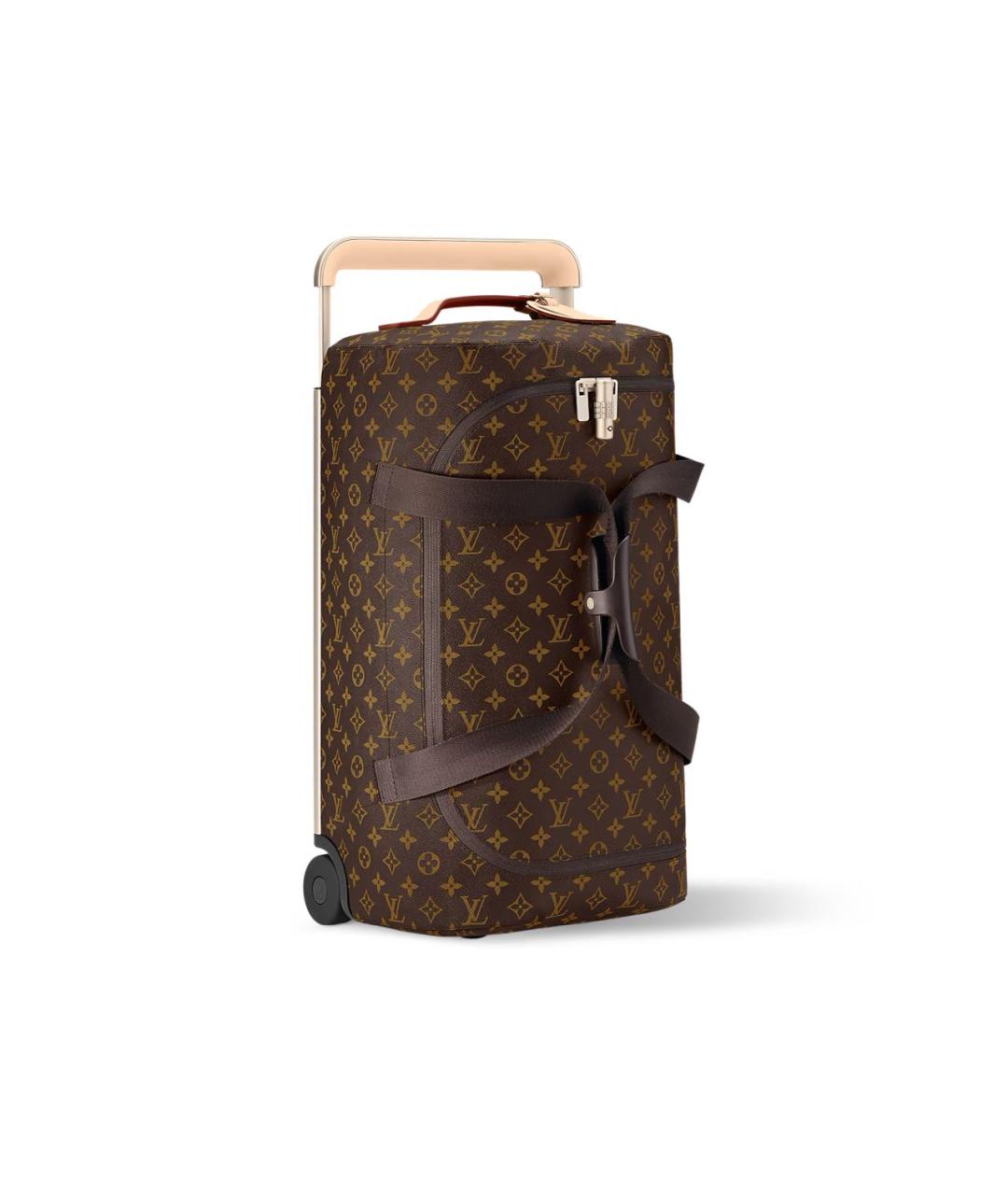 LOUIS VUITTON Коричневый кожаный чемодан, фото 3