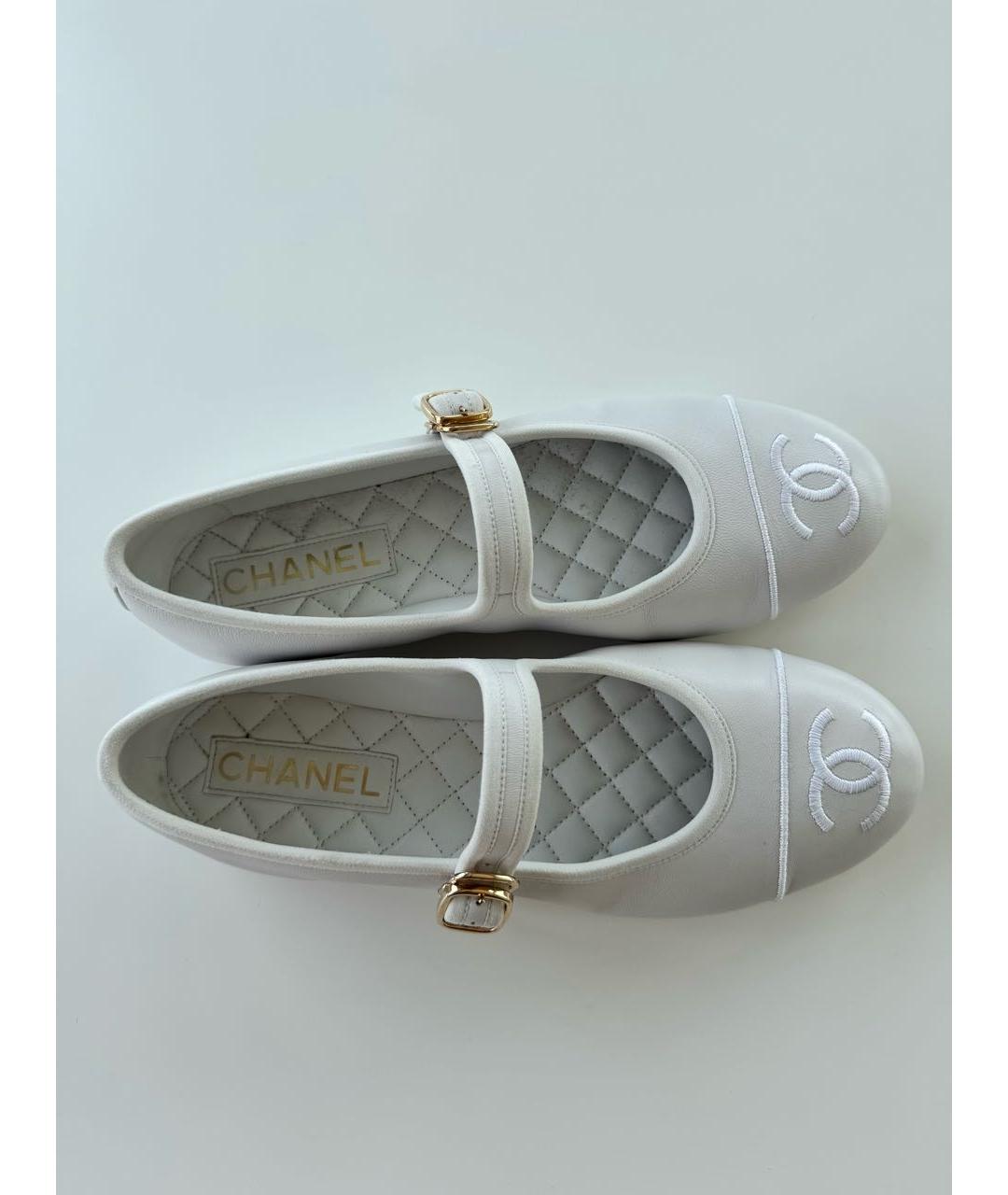 CHANEL Белые кожаные балетки, фото 6