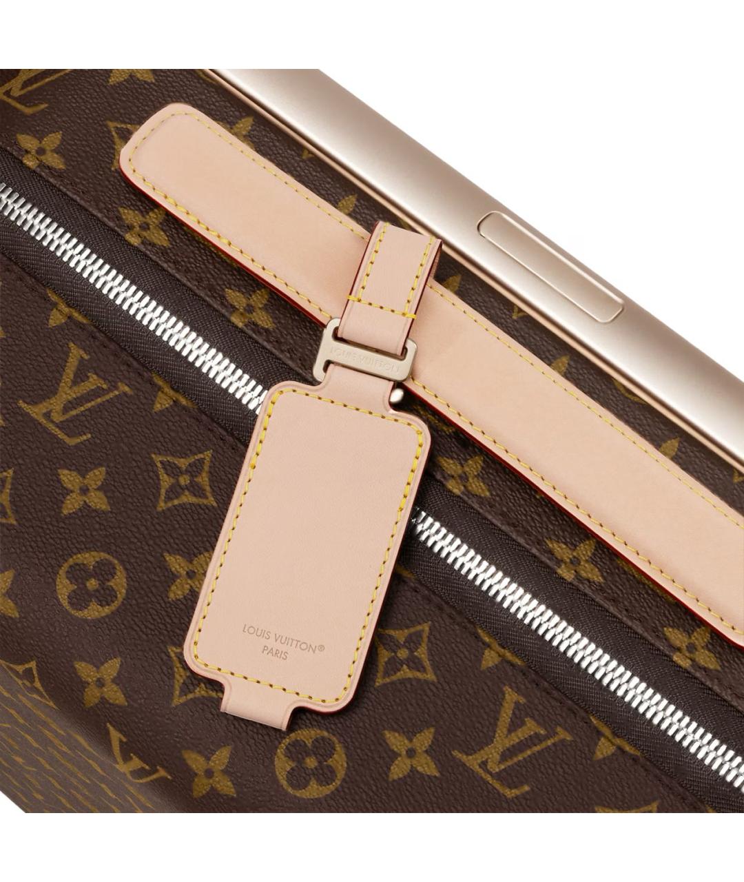 LOUIS VUITTON Коричневый кожаный чемодан, фото 3