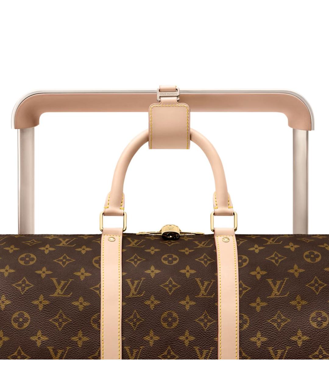 LOUIS VUITTON Коричневый кожаный чемодан, фото 4