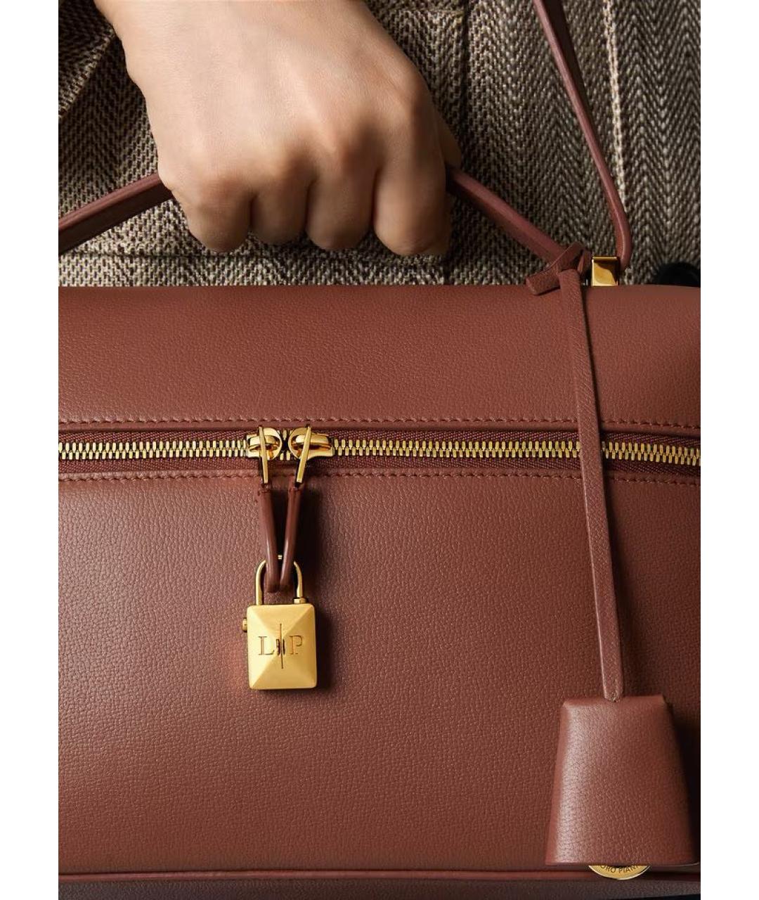 LORO PIANA Коричневая кожаная сумка через плечо, фото 2