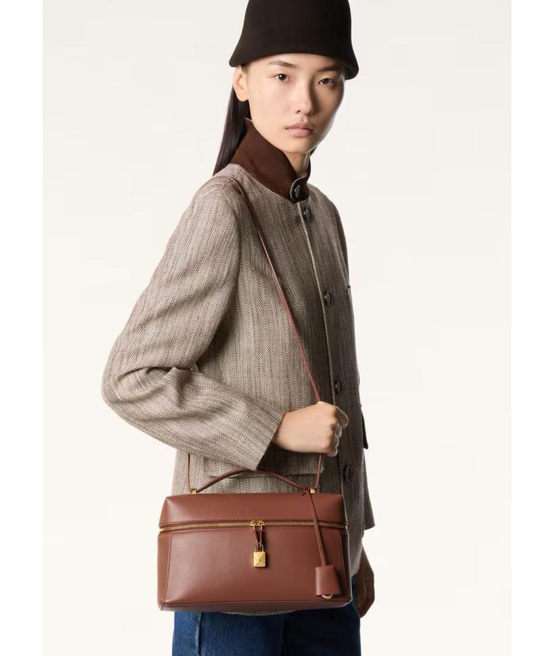 LORO PIANA Коричневая кожаная сумка через плечо, фото 3