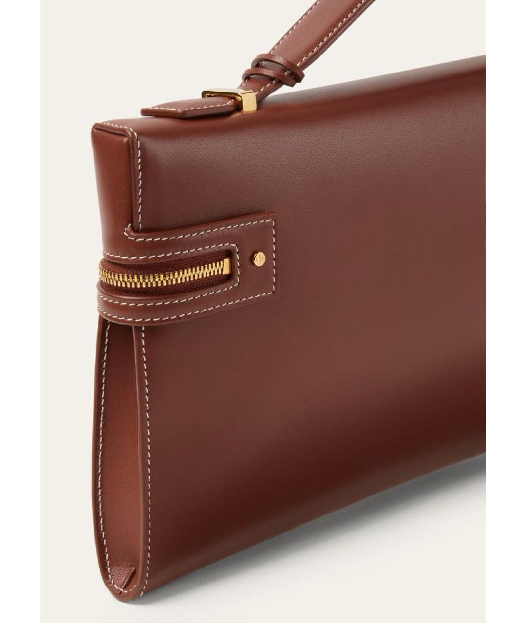LORO PIANA Коричневая кожаная сумка с короткими ручками, фото 7