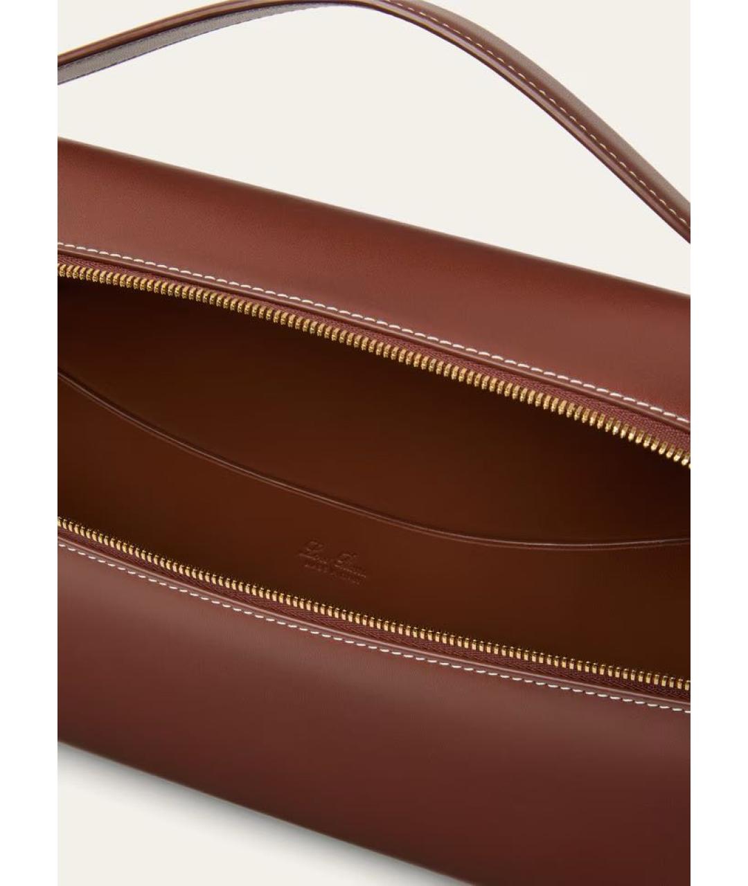 LORO PIANA Коричневая кожаная сумка с короткими ручками, фото 6